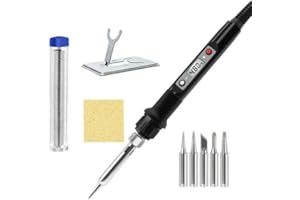 DOEDOEFONG Saldatore a Stagno Kit, Portatile USB Saldatore Kit Professionale Con 5 Pz Punte, 1 Filo Saldatura, 1 Supporto, Stagno Batteria, Temperatura Regolabile 180-480℃ Mini Adatto Riparazioni Domestica