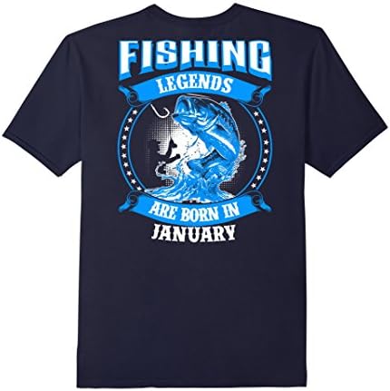 Men's Fishing Legends Are Born In January Fishing  T-Shirt XL Navy