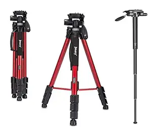 Jmary KP-2264 Professional Aluminium Tripod Monopod for All DSLR Cameras (2264-RED)