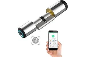 Cilindro di Serratura con Impronta Digitale eLinkSmart Cilindro di Serratura per Porte da 75MM con Apertura tramite Impronta Digitale e App Mobile per la Maggior Parte delle Serrature Europee
