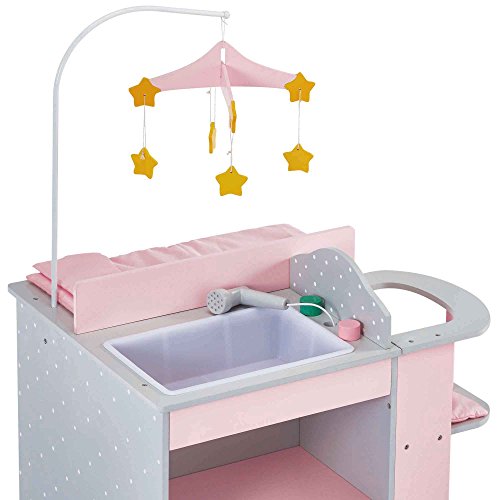 Olivia's Little World - Baby Doll Furniture | Baby Changing Station with Storage (Grey Polka Dots)