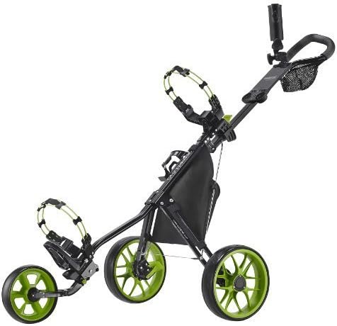 CaddyTek SuperLite Deluxe Golf Push Cart, Black/Green by CaddyTek