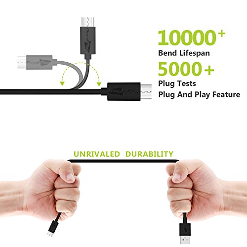 Royal Flag 6-teiliger Premium-Kabelsatz MicroUSB auf USB 2.0 zum Laden und Synchronisieren,Passend für alle Android-Smartphones (Samsung, HTC, LG, Sony, Blackberry, etc.), Tablets, Musikplayer, Lautsprecher, E-Books sowie andere Geräte mit MicroUSB-Anschluss - 8