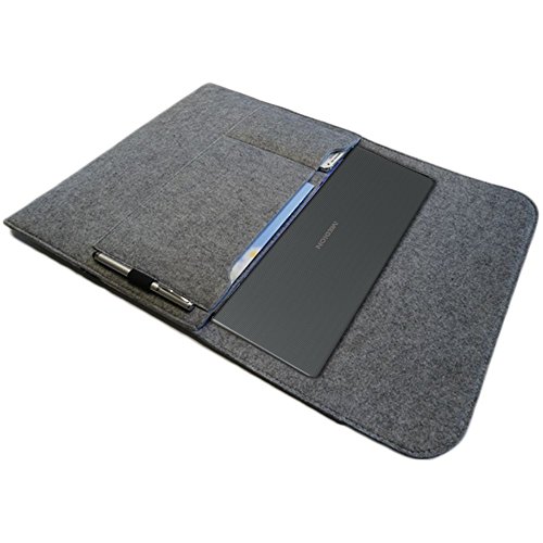 Tasche Hülle für Laptop Case Ultrabook Cover Notebook 15 – 15.6 Zoll Filz Sleeve Schutzhülle Bag aus strapazierfähigem Filz in Grau mit Innentaschen und sicheren Verschluss von NAUC, Farben:Hell Grau;Notebook:Dell Inspiron 15 - 2