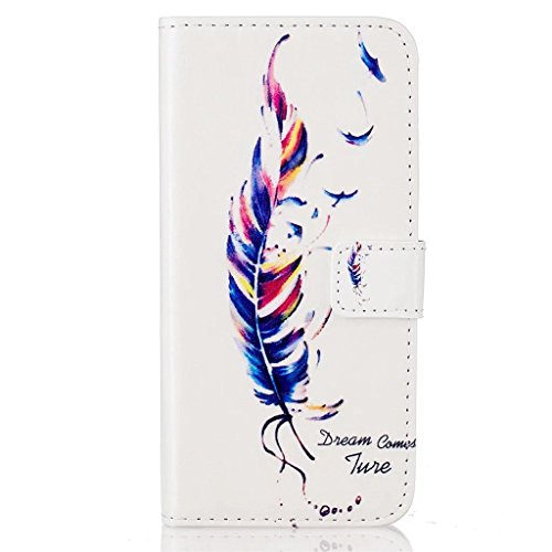 MUTOUREN Hülle für iphone SE iphone 5 5s Schutzhülle [Kratzfeste, Scratch-Resistant] Bookstyle PU Lader HandyHülle Tasche Wallet Flip Case Lederhülle Brieftasche mit Standfunktion Kartenfächer Magnetic schließt Painted Muster- Bunt Feder + Metall Stylus Stift - 2