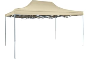 vidaXL Gazebo Professionale Pieghevole Impermeabile Anti UV Tendone Tenda per Feste da Giardino 3x4 m Crema in Tessuto Oxford PVC e Acciaio