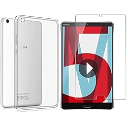 SOCINY (2 in 1 Pack) Huawei MediaPad M5 8,4 Pulgada TransparentTPU Silicone Case Protective Cover +9H Screen Protector