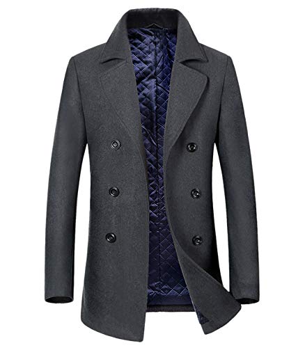 YIFAN DREAM-Herren Wollmantel Trenchcoat|Wärmemantel für Männer|Business Überzieher Anzug |Wolljacke Parka Männer Windbreaker Outwear Cardigan (Grau, S)