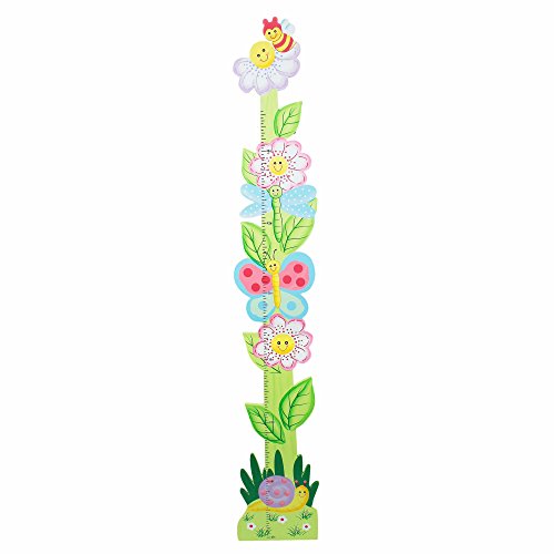 Fantasy Fields by Teamson Magic Garden Pink Childrens Wooden Wall Height Growth Chart TD-0072A