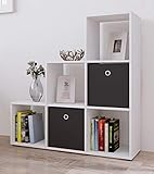 6 offene Fächer VCM Regal Treppenregal Raumteiler Stufenregal Bücherregal Standregal Holz Farbwahl Weiß 105 x 108 x 29 cm \