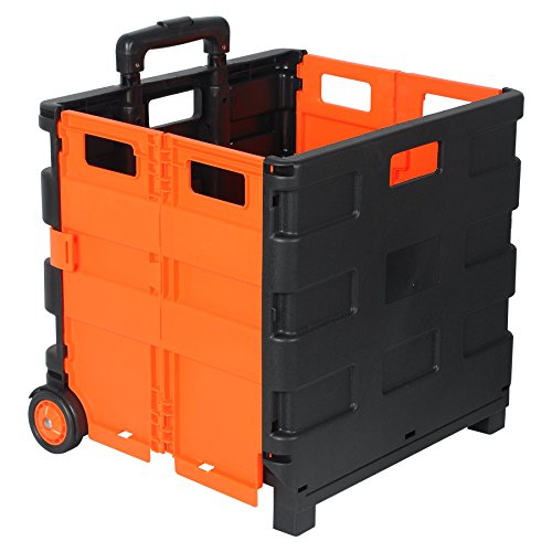 WOLTU EW4801or Einkaufswagen klappbar Einkaufstrolley Shopping Trolley Faltbox Transportwagen Klappbox bis 35kg Schwarz-Orange - 4