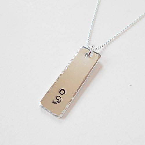 Semi Colon Hand Stamped Aluminium Pendant Necklace