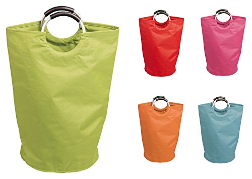 Sanwood 1010207 Wäschetasche Elsa mit Alugriffen, Wäschesammler für Aufbewahrung und Transport, Strandtasche, Stoff, grün, 36 x 54 x 64 cm