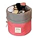 Contever® Multi-pockets Spacious Cosmetic Bag Travel Camping Toiletry Organizer Wash Bag Makeup Storage Bag Travel Essential Bag with 1 x Small Zipper Pocket ,1x Transparant PVC Pouch - Red