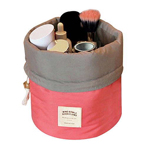 Contever® Multi-pockets Spacious Cosmetic Bag Travel Camping Toiletry Organizer Wash Bag Makeup Storage Bag Travel Essential Bag with 1 x Small Zipper Pocket ,1x Transparant PVC Pouch - Red