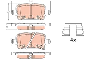 TRW GDB2180 Pastillas de Freno Juego de 4 para Opel Astra K (B16) 2015 - Eje Trasero y Otros Vehículos