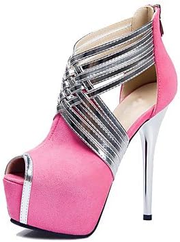 zhENfu Women's Sandals Summer Platform Novelty Fabric Wedding Party &amp; Evening Dress Stiletto Heel Platform Zipper Black Blue Gray Peach Other,Peach,US7.5 / EU38 / UK5.5 / CN38