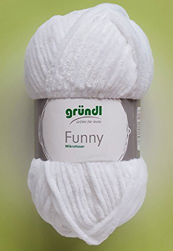 Hdk-Versand Gründl Funny 100g Softgarn aus 100% Polyester (Weiss 01)