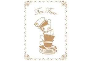Stencil Deco Vintage Composition 163 Tea Time. Stencil size: 20x30 cm (7,9x11,8 in). Design size: 17,5x24,3 cm (6,9x9,6 in) by TODO-STENCIL