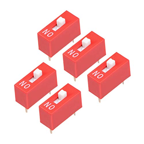 sourcing map 5 Pcs Pink DIP Switch 1Positions for Circuit Breadboards PCB