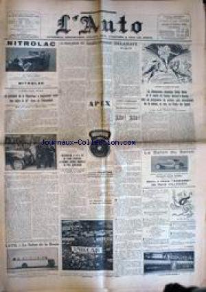 AUTO (L') du 15/10/1932 - NITROLAC - DELAHAYE - APEX - LA CHAMPIONNE OLYMPIQUE SONJA HENIE ET LE MATCH DE HOCKEY BERLINER'S-RACING - RENE VILLEMER.