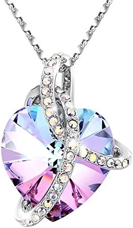  Adan Banfi Women 925 Sterling Silver "Courageous Heart" Crystal Heart Necklace Pendant with Chain 18" Best gifts