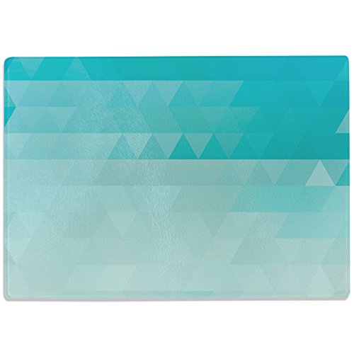 Wandkings Glasschneidebrett „Triangle-Muster in TÜRKIS“ - Motiv wählbar - Glasschneideplatte, Schneidebrett aus Glas, Frühstücksbrettchen