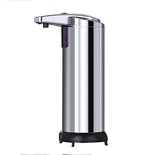 Automatische Seifenspender mit Infrarot Sensor, Calar 280 ML Edelstahl Hands Free Touchless Dispenser Sensor Shampoo Seife Flüssig Spender für Küche Badezimmer Büro Hotel Countertops, Silber (Silber) - 3
