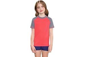 BesserBay Mädchen Rash Guard Schwimmshirt UV Sonnenschutz Rashguard Shirt Kurzarm 110-150 Hose Nicht inbegriffen