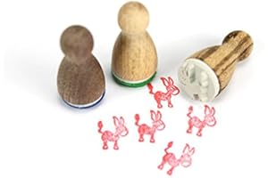 Stemplino® Mini timbri – motivo: asini – diametro 12 mm – Timbro in legno per bambini Bullet Journal Timbro con motivo asino