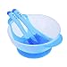 Greencolourful Practical Baby Suction Bowl Children Feeding Bowl with Sucker Bottom and Heat Sensing Feeding Spoons and a Fork(Blue)