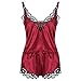 Produktbild Luckhome Pyjama Für Damenärmellos &Kurzarm Schlafanzug Einfarbig Nachtwäsche Pj Set,2 Stück Dessous Frauen Spitze Babydoll Nachthemd Unterwäsche(rot,L)