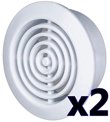 Awenta 2 Grilles d'aération rondes avec moustiquaire pour porte blanc ø 45 mm avec moustiquaire t73w de ventilation