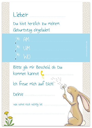 10 niedliche Einladungskarten zum Kindergeburtstag „Hase HAMLET“ DIN A6 beidseitig bedruckt - 4