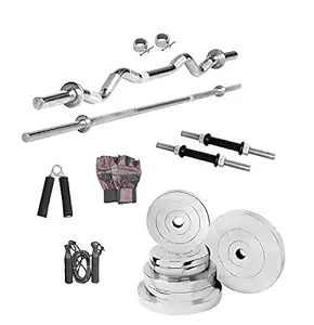 BODY MAXX Professional Chrome Plated Steel Weight Plates Set Home Gym Combo (100 kg)