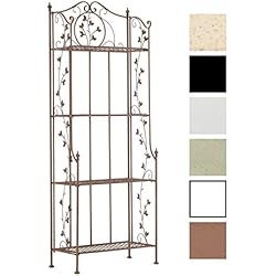 CLP Étagère en Fer Forgé Arona Stable et Robuste - Étagère de Rangement Pliable - Rangement pour Plantes Épices - Étagère Salle de Bain - Couleur: Marron Antique