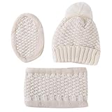 GreatestPAK Loop Schal 3 Stück Set für Herren Damen Hut Maske Schal Multifunktions Strickmütze,Beige
