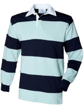 Front Row Rugby Polo-Shirt, langärmlig, gestreift