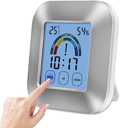 Hygrometer Thermometer, Bukm Touch LCD Digital Thermo-hygrometer with Alarm Clock, Monitor Temperature and Humidity for Home and Office Comfort