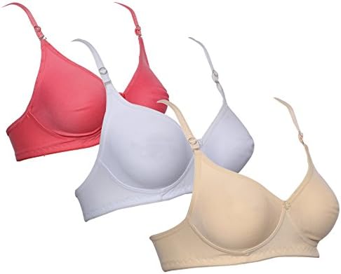 IndiWeaves Women Non Padded Bra Pure Cotton Multicolor Non Padded Push Up Bra Non-Wired Bra Houserie Bra-(Pack of 3)