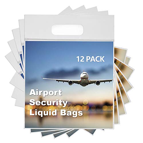 MOCOCITO 12Pcs Airport Security Liquid Bag Clear Toiletry Bag Flight Clear Liquid Bag 20cm x
