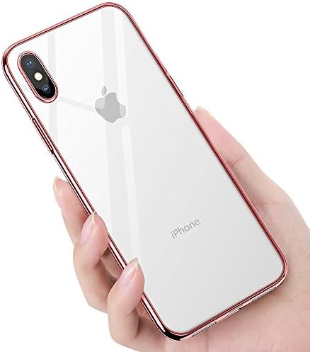 KOROSTRO iPhone X Case, Cover iPhone X TPU Case Transparent Ultra Thin Shock Absorption Gel Case Liquid Crystal Silicone shockproof Anti-Scratch Bumper Case for iPhone X Protective Case - Rose Gold