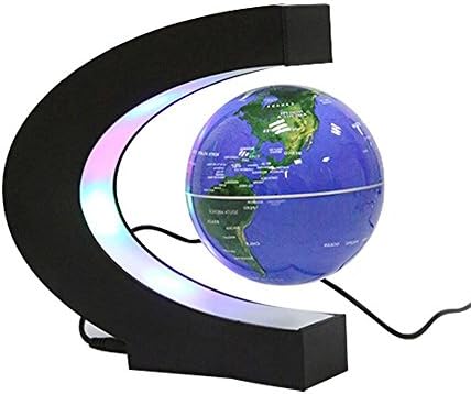 Floating Globe with LED Lights C Shape Magnetic Levitation Floating Globe World Map for Desk Decoration (blue)