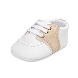  ESTAMICO Baby Jungen Mädchen Schuhe Säugling PU Leder Prewalker Sneakers Beige 6-12 Monate