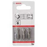 Contenido del set: Bosch 2 607 001 753 - Set de 3 puntas de atornillar extraduras (PZ) - PZ1; PZ2; PZ3; 25 mm (pack de 3)
