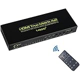Liqoo HDMI Matrix 4 x 2 Switch HDMI Verteiler Splitter 1.4a 4 In 2 Out 4K*2K für HDTV PS4 Xbox Ultra Full HD 1080P 3D ARC EDID Umschalter Audioausgang SPDIF 5.1