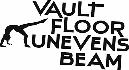 Vault Floor Unevens Beam - Gymnastics Kids Girls Sports Quote Vinyl Wall Sticker Decal For Home Decor - 22 Inches x 12 Inches Color: Black