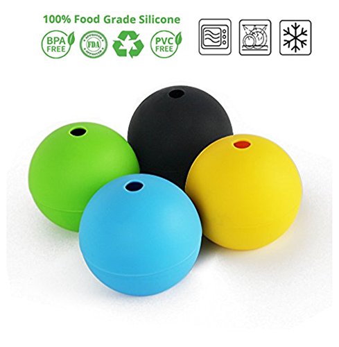 SIMLINLIUI XXL-Eiswürfelform für 4 Eiskugeln mit 7 cm Durchmesser aus Silikon | Silikon-Eiswürfelform, Ice ball Mold, Eiskugel, Eiswürfel, Silikon-Eisformen, Sphere Silikon-Eis-Maker | FDA Zulassung