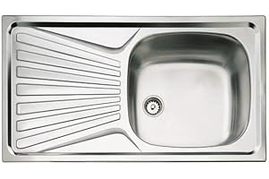 DEKOHOME Teka Fregadero Cocina 1 Seno y Escurrido Cuadrado de Acero Inoxdiable 78 x 43,5 x 14,6 cm para Mueble de 80cm