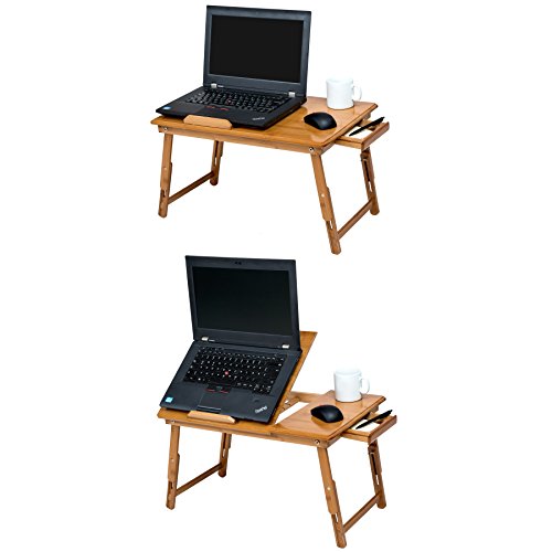 TecTake Laptoptisch mit USB Lüfter Notebooktisch Betttisch faltbar höhenverstellbar aus Bambus 55x35cm - 6